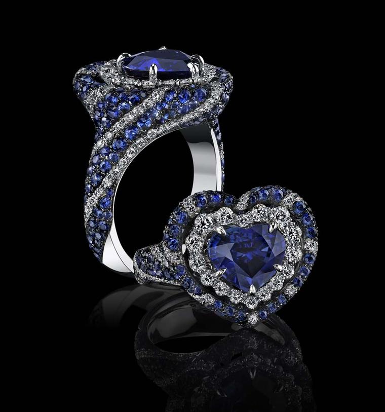 Robert Procop's heart-shaped sapphire engagement ring.